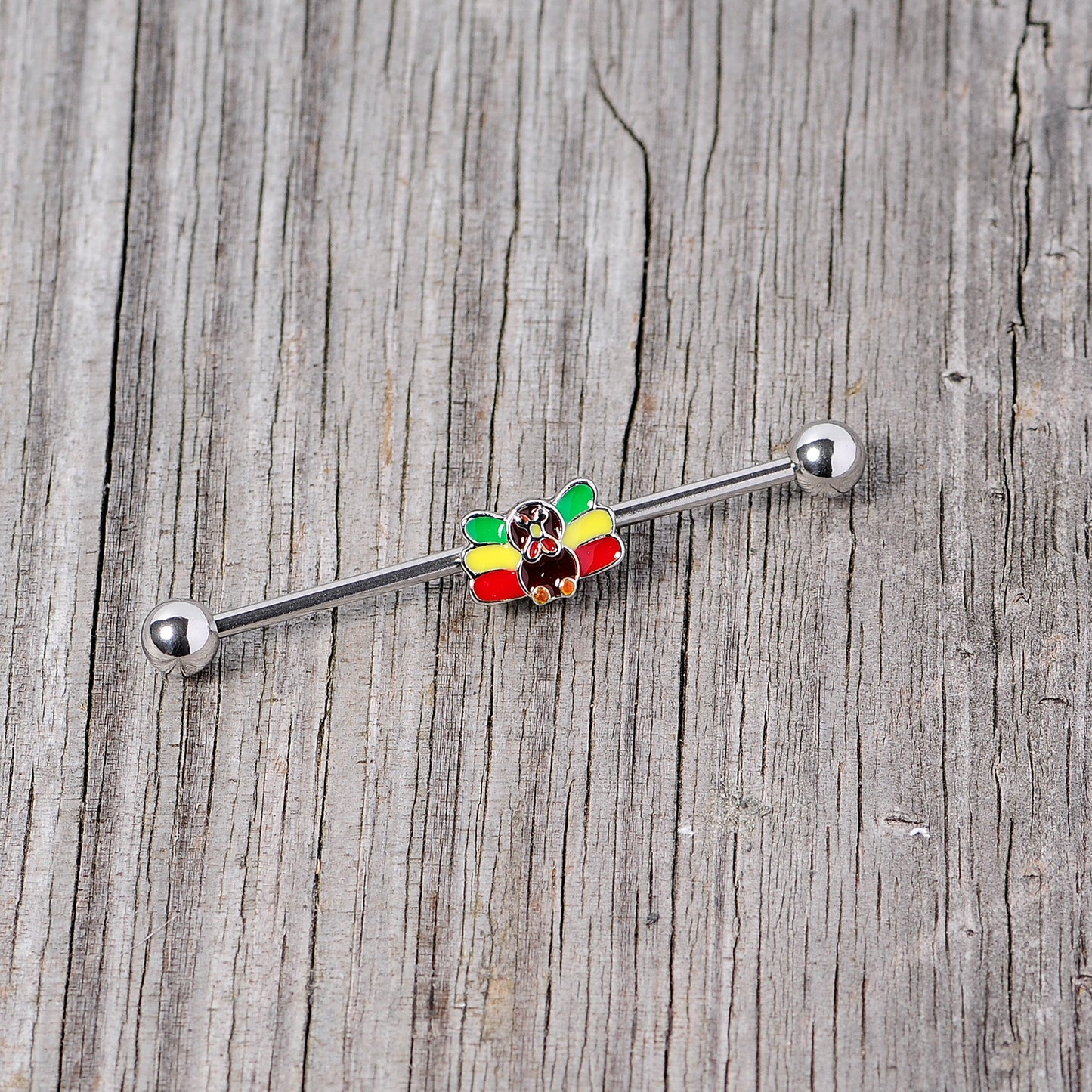 14 Gauge Rasta Turkey Thanksgiving Industrial Barbell 38mm