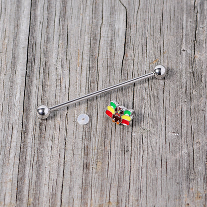 14 Gauge Rasta Turkey Thanksgiving Industrial Barbell 38mm