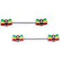 14 Gauge 5/8 Rasta Turkey Thanksgiving Barbell Nipple Ring Set