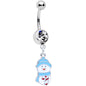 Clear Gem Blue Hat Snowman Winter Holiday Dangle Belly Ring