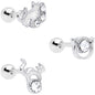 16 Gauge 1/4 Clear Gem Cat Theme Cartilage Tragus Earring Set of 3