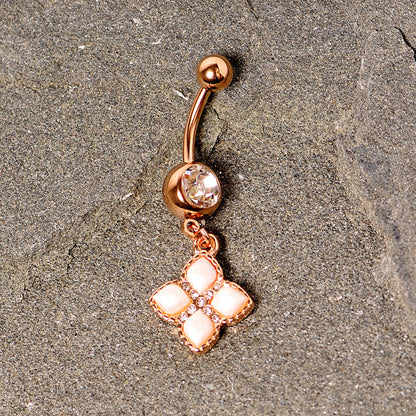 Clear Gem Rose Gold Tone Royal Renaissance Dangle Belly Ring