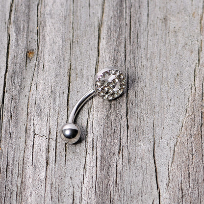 16 Gauge 5/16 Clear Gem Retro Peace Sign Curved Eyebrow Ring