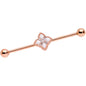 14 Gauge Clear Gem Rose Gold Tone Renaissance Industrial Barbell 38mm