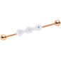 14 Gauge Aurora Gem Rose Gold Tone Flower Industrial Barbell 38mm