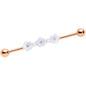 14 Gauge Clear Gem Rose Gold Tone Flower Industrial Barbell 38mm