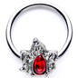 16 Gauge 3/8 Red Gem Holly Leaf Holiday BCR Captive Ring
