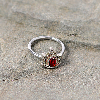 16 Gauge 3/8 Red Gem Holly Leaf Holiday BCR Captive Ring