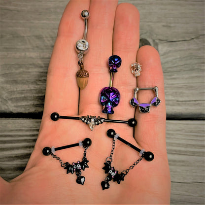 halloween skull cartilage stud