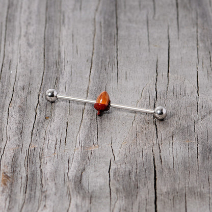 14 Gauge Brown Fall Autumn Acorn Industrial Barbell 38mm