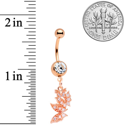 Clear CZ Gem Rose Gold Tone Trio Butterfly Dangle Belly Ring
