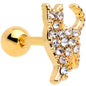 16 Gauge 1/4 Clear Gem Gold Tone Glamourpuss Cat Cartilage Earring