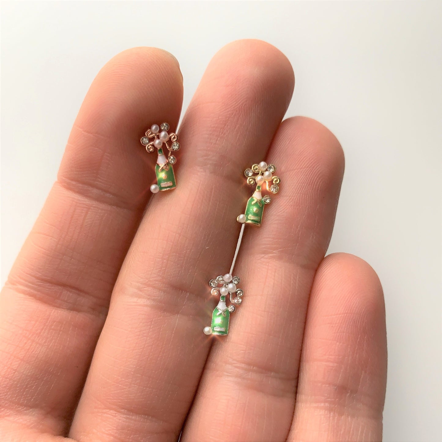 16 Gauge 1/4 Clear Gem Rose Gold Tone Champagne Cartilage Tragus