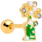 16 Gauge 1/4 Clear Gem Gold Tone Champagne Cartilage Tragus