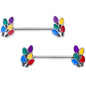 14 Gauge 5/8 Christmas Lights Holiday Barbell Nipple Ring Set