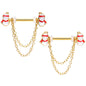 14 Gauge 5/8 Gold Tone Snowman Christmas Dangle Nipple Ring Set