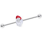 14 Gauge Red White Santa Christmas Industrial Barbell 38mm