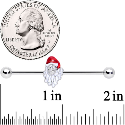 14 Gauge Red White Santa Christmas Industrial Barbell 38mm