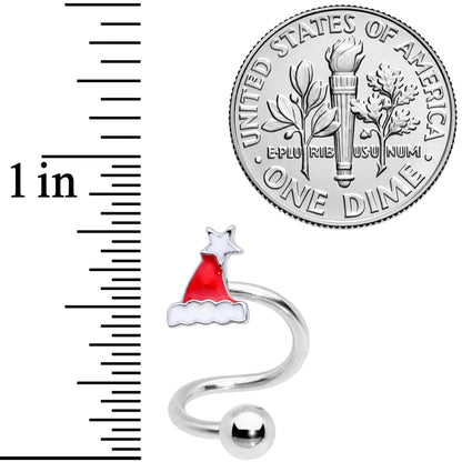 14 Gauge 3/8 Santa Hat Christmas Spiral Twister Belly Ring