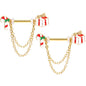 14 Gauge 5/8 Gold Tone Candy Cane Gift Holiday Dangle Nipple Ring Set