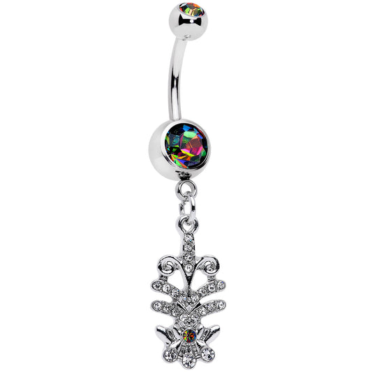 Vitrail Clear Gem Abstract Charm Dangle Belly Ring