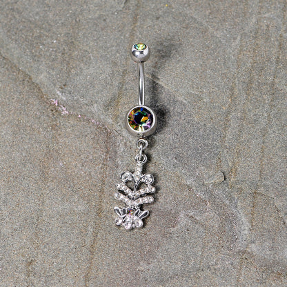 Vitrail Clear Gem Abstract Charm Dangle Belly Ring