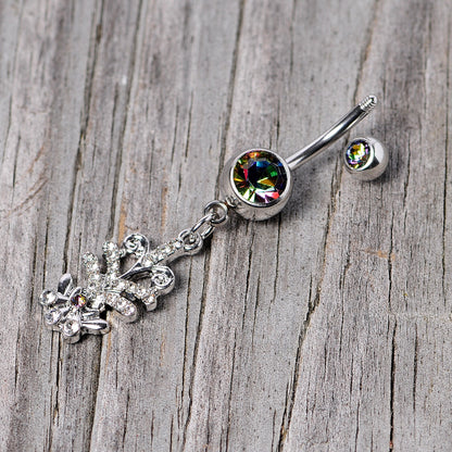 Vitrail Clear Gem Abstract Charm Dangle Belly Ring