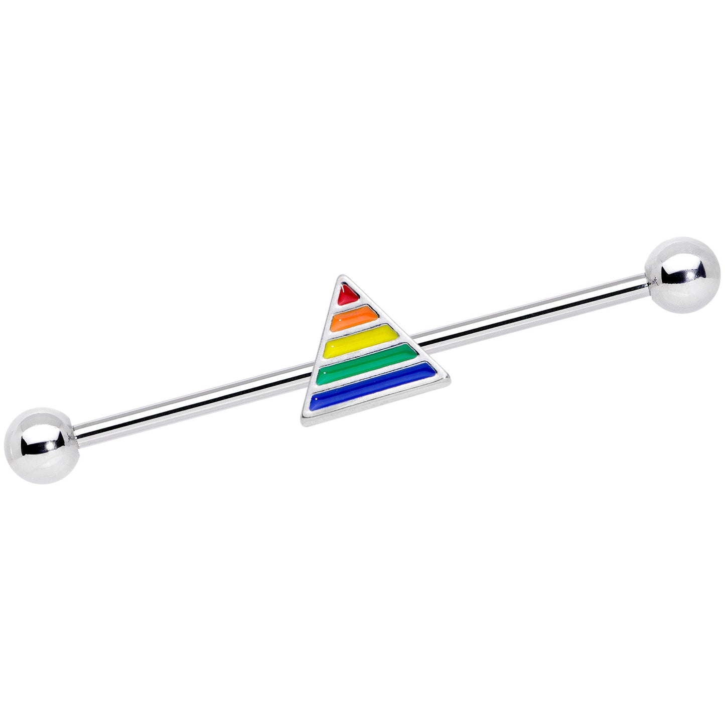 14 Gauge Rainbow Pride Triangle Industrial Barbell 38mm