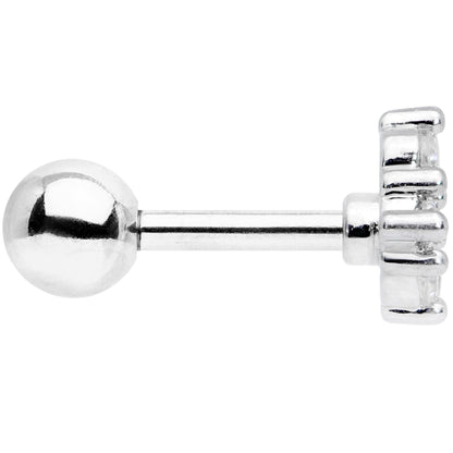 16 Gauge 1/4 Clear CZ Gem Curve Cat Cartilage Tragus Earring