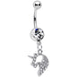 Clear Gem Silhouette Unicorn Dangle Belly Ring