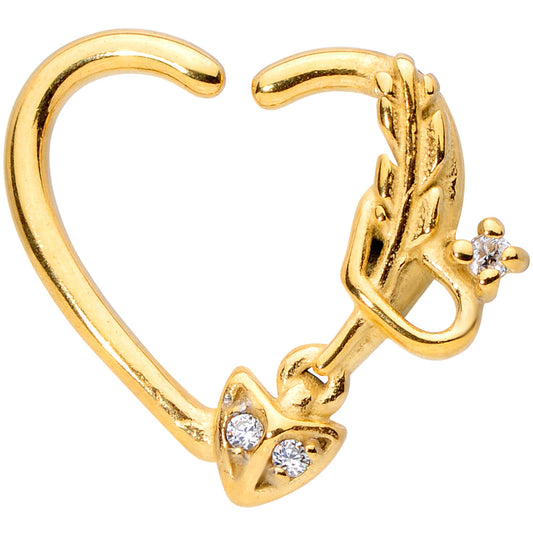 16 Gauge 3/8 Clear CZ Gem Arrow Heart Left Heart Closure Ring