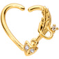 16 Gauge 3/8 Clear CZ Gem Arrow Heart Left Heart Closure Ring