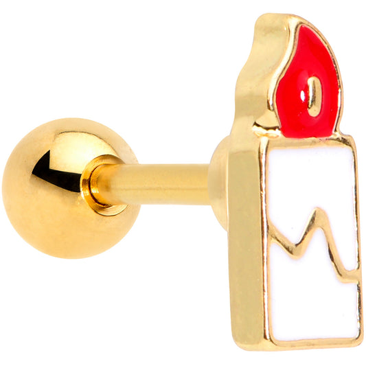 16 Gauge 1/4 Gold Tone Holiday Candle Cartilage Tragus Earring