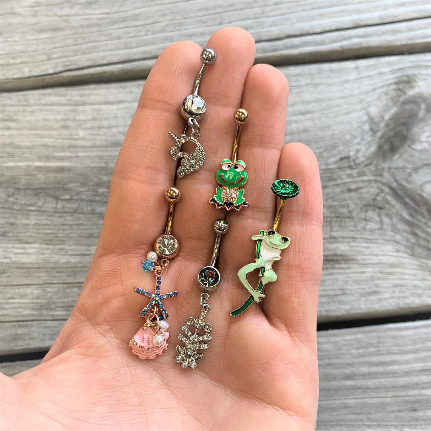 Vitrail Clear Gem Abstract Charm Dangle Belly Ring