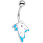 White Orb White Blue Ghost Halloween Belly Ring