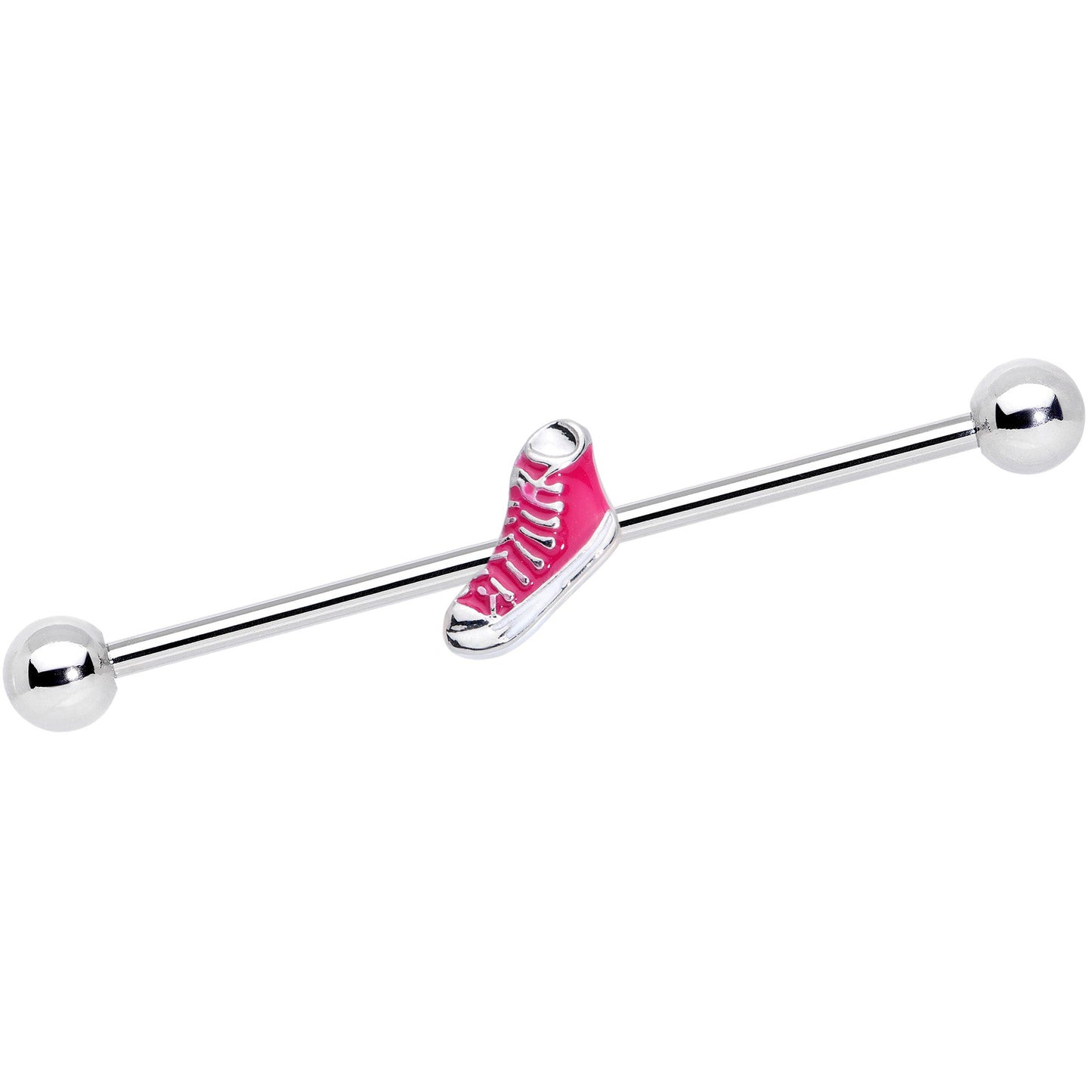 14 Gauge Pink High Top Sneaker Industrial Barbell 38mm