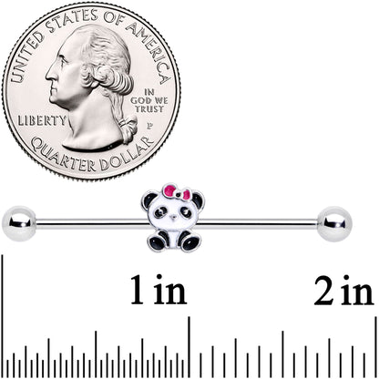 14 Gauge Black White Precious Panda Industrial Barbell 38mm