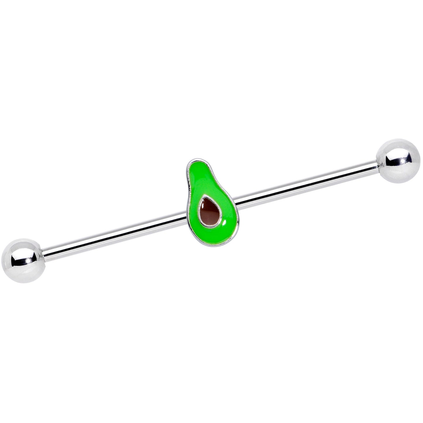 14 Gauge Green Groovy Avocado Industrial Barbell 38mm