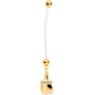 Clear Gem Gold Tone Baby Bottle Dangle Pregnancy Belly Ring