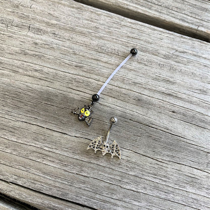 Gone Batty Scary Bat Halloween Dangle Pregnancy Belly Ring