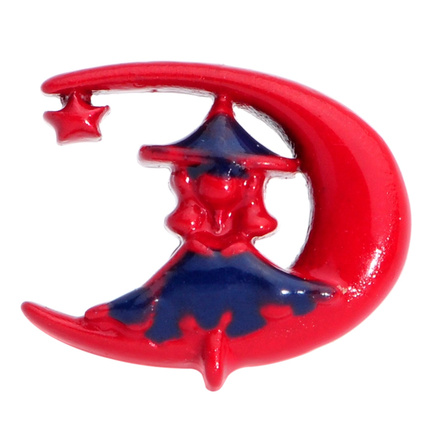 Red Blue Witch Moon Halloween Barbell Tongue Ring