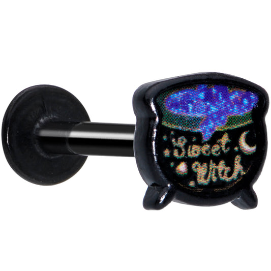 16 Gauge 5/16 Black Sweet Witch Cauldron Halloween Labret Monroe Tragus