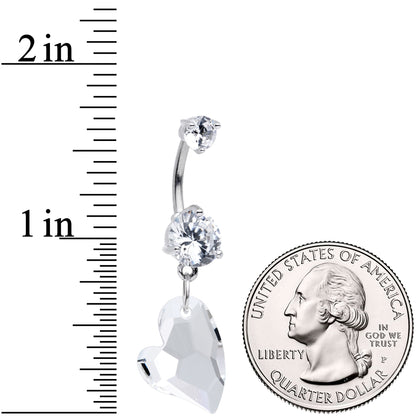 Clear Gem Stylized Heart Dangle Belly Ring