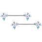 14 Gauge 9/16 Clear Gem White Ghost Halloween Barbell Nipple Ring Set