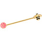 14 Gauge Clear Black Gem Gold Tone Bee Floral Industrial Barbell 38mm