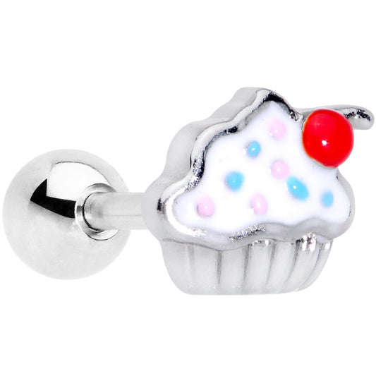 16 Gauge 1/4 Red White Sprinkle Cherry Cupcake Cartilage Tragus