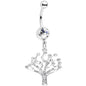 Clear CZ Gem Angular Tree of Life Dangle Belly Ring