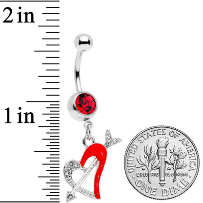 Clear Red Gem Valentine Heart Dangle Belly Ring