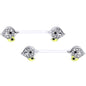 14 Gauge 9/16 Clear Gem Clear Bioplast Mom Bird Barbell Nipple Ring Set