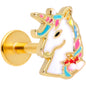 16 Gauge 5/16 Gold Tone Rainbow Unicorn Labret Monroe Tragus